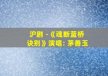 沪剧 -《魂断蓝桥 诀别》演唱: 茅善玉